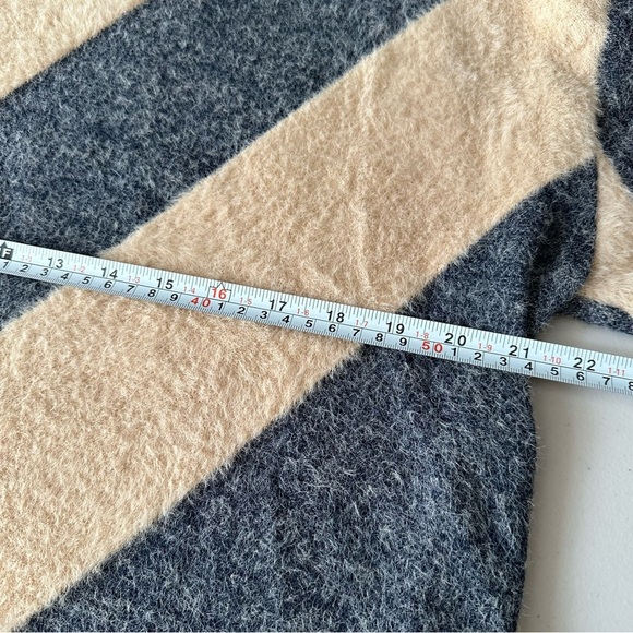 Anthropologie Maeve Mock Neck Cropped Diagonal Gray Striped Sweater - Picture 6 of 8